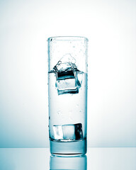 glass of water with ice, a glass of cold water, fresh water  