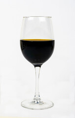 Glass of red wine isolated on white