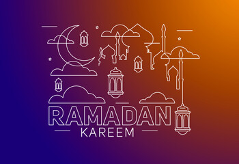 Ramadan kareem vector illustration of a lantern Fanus. the Muslim feast of the holy month of Ramadan Kareem. Translation from Arabic: Generous Ramadan kareem