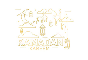 Fototapeta na wymiar Ramadan kareem vector illustration of a lantern Fanus. the Muslim feast of the holy month of Ramadan Kareem. Translation from Arabic: Generous Ramadan kareem