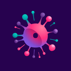 O letter vibrant virus logo with circle structure.