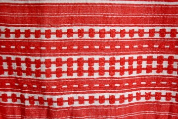 knitted fabric with red stripes