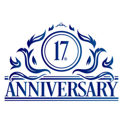 Luxury 17th anniversary Logo illustration vector