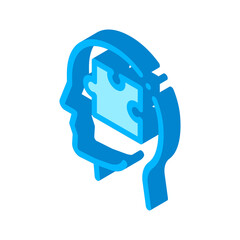 Puzzle Detail In Man Silhouette Mind vector isometric sign. color isolated symbol illustration