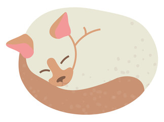 Sleeping cat vector, isolated kitten taking nap flat style. Fluffy domestic pet adorable creature, sleepy resting feline animal with ears and tail