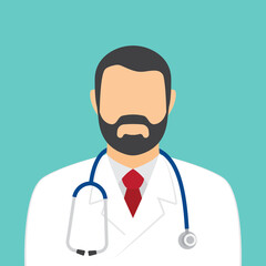 Male doctor with stethoscope avatar. Vector illustration.