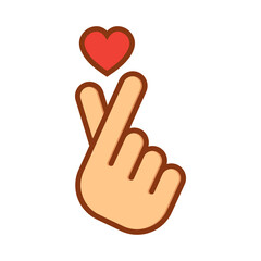 Korean love sign. Hand folded into a heart symbol.