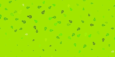 Light Blue, Green vector background with woman symbols.