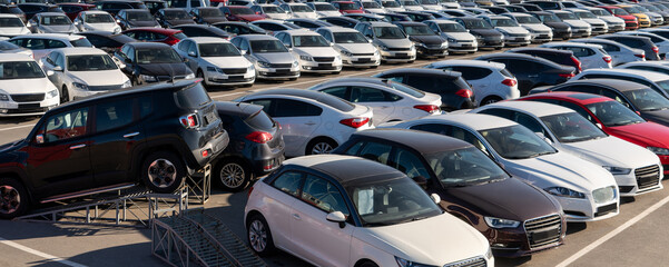 Cars in a row. Used car sales