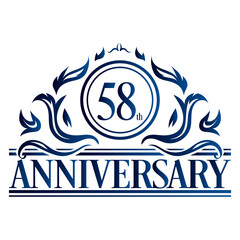 Luxury 58th anniversary Logo illustration vector