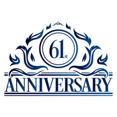 Luxury 61st anniversary Logo illustration vector