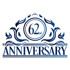 Luxury 62nd anniversary Logo illustration vector