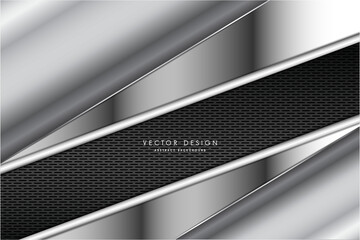 Metallic of gray with carbon fiber dark space technology concept vector illustration