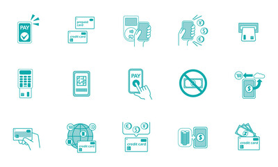 e-money,cashless smartphone icon set 