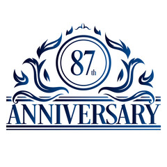 Luxury 87th anniversary Logo illustration vector