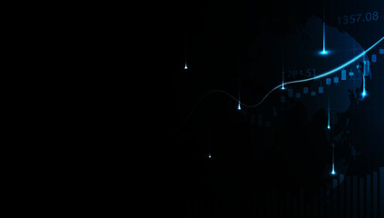 Business candle stick graph chart on technology abstract background. Vector illustration.