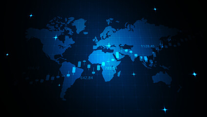 Obraz premium Business candle stick graph chart on technology abstract background. Vector illustration.