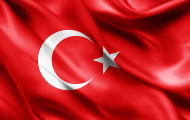 Turkey flag of silk -3D illustration