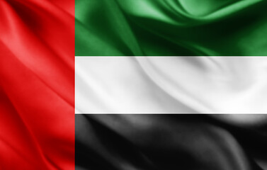 united arab emirates flag of silk -3D illustration