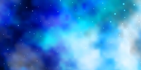 Light BLUE vector template with neon stars. Decorative illustration with stars on abstract template. Best design for your ad, poster, banner.