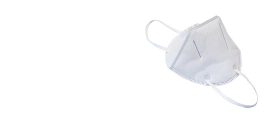 KN95 or N95 mask for protection pm 2.5 and corona virus (COVIT-19) on white background with copy space and clipping path..