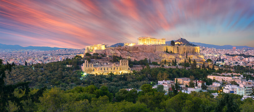 The Acropolis Of Athens, Greece, With The Parthenon Temple