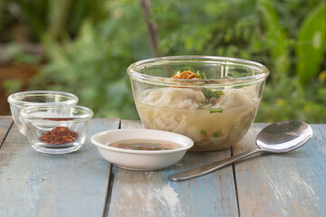 Chinese Wan Tan pork dumpling soup