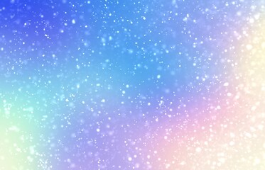 Wonderful snow cool background. Iridescent blur backdrop. Blue pink yellow gradient pattern. Holiday style.
