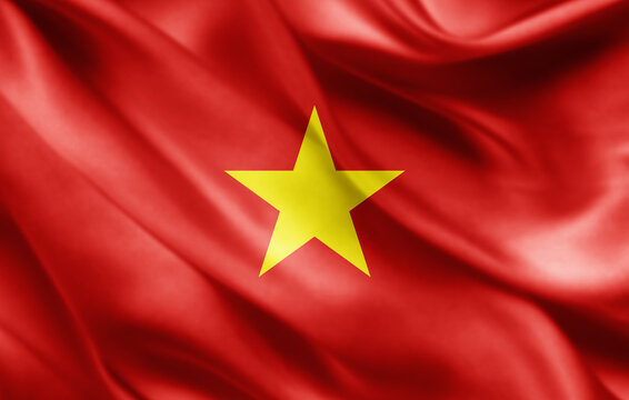 Vietnam flag of silk -3D illustration