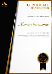 Luxury certificate template of black and gold.