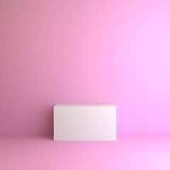 3d rendering podium with minimal illustration design style. Pink mockup geometric shape for cosmetic product presentation background