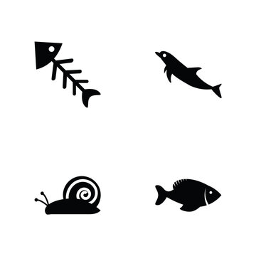 Sea Animals Glyph Vectors