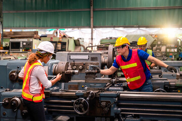 Engineers and technicians are solving problems caused by machines in industrial plants..