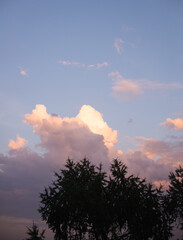 sunset sky clouds lilac after rain