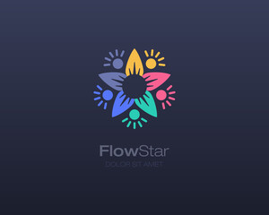 Colorful flower star logo.