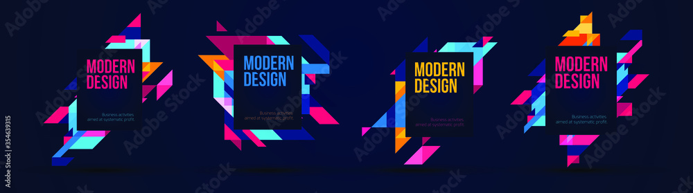 Poster vector frame art graphics for hipsters . dynamic frame stylish geometric black background . element 