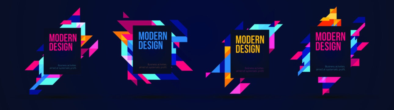 Vector frame Art graphics for hipsters . dynamic frame stylish geometric black background . element for design business cards, invitations, gift cards, flyers brochures.