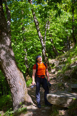 Hiker on mountain trail