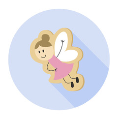 Icon gingerbread fairy, children's cute illustration on a blue background