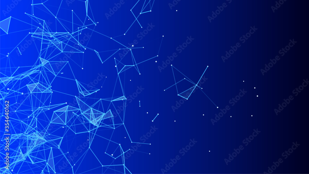 Wall mural abstract vector technology background. network connection structure on blue background.