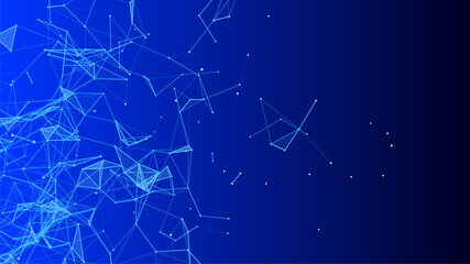 Abstract vector technology background. Network connection structure on blue background.