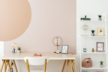 Contemporary room in house with modern interior