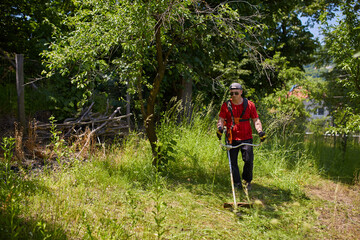 Man mowing the grass