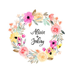 colorful watercolor floral wreath
