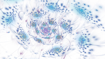 Abstract exotic blue flower. Fantasy fractal composition. Psychedelic digital art. 3D rendering.