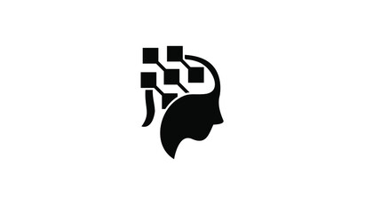 head data black white logo icon design vector illustration