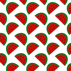 watermelon pattern green red black flat illustration on white background summer colorful juicy vector