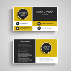 Business card with abstract stripes in yellow black white design