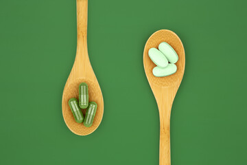 Wooden tablespoon with a natural supplements