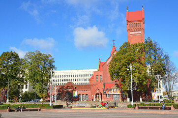 Obraz premium The Church of St. Simeon and St. Helena on Independence square in Minsk, Belarus